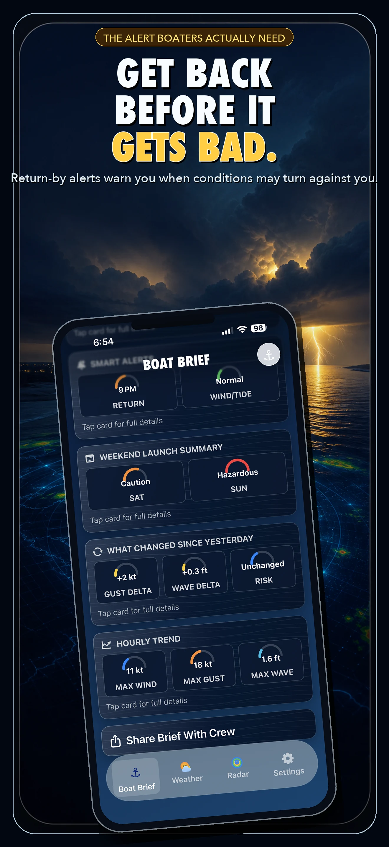 SafeBoat Know Before You Go onboarding screen