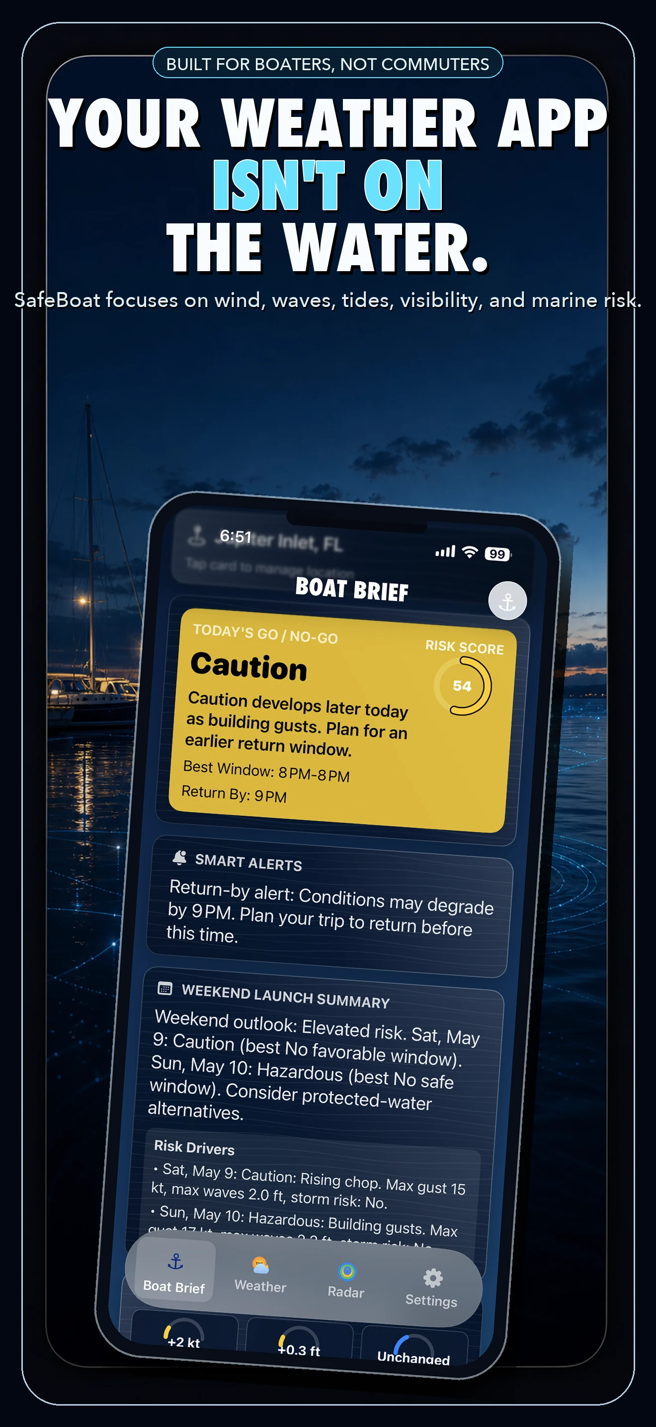 SafeBoat Smart Alerts onboarding screen